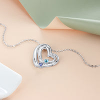 Sterling Silver Nested Hearts Two Name Necklace