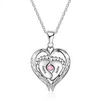 Sterling Silver Baby Feet Heart Name Necklace
