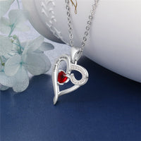 Sterling Silver Love You Mom Heart Birthstone Necklace