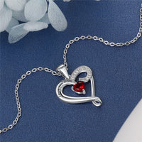 Sterling Silver Love You Mom Heart Birthstone Necklace