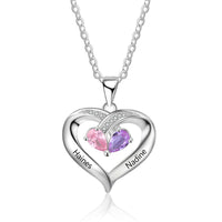 Sterling Silver Twin Stone Heart Name Necklace