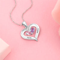 Sterling Silver Twin Stone Heart Name Necklace