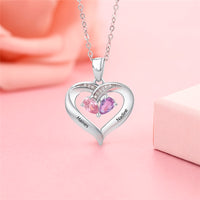 Sterling Silver Twin Stone Heart Name Necklace