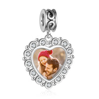 Personalized Heart Photo Dangle Charm with Engraving