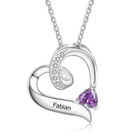 Sterling Silver Dainty Birthstone Heart Name Necklace