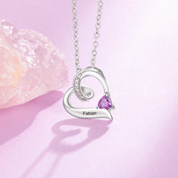 Sterling Silver Dainty Birthstone Heart Name Necklace