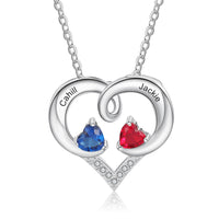 Sterling Silver Loop Heart Two Name Necklace