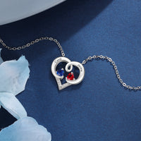 Sterling Silver Loop Heart Two Name Necklace