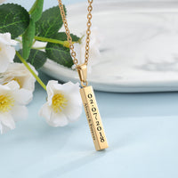 Engraved Vertical Bar Necklace in Four Colours