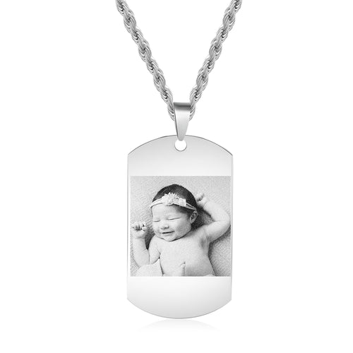 Men's Engraved Dog Tag Necklace with Cuban or Twist Chain