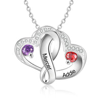 Entwined Hearts Birthstone Name Necklace