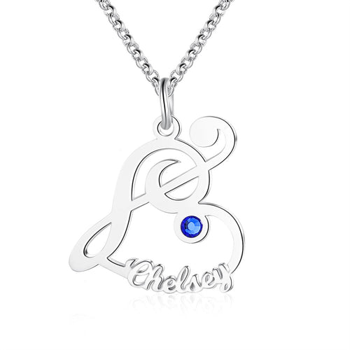 Personalized Treble Clef Heart Name Necklace