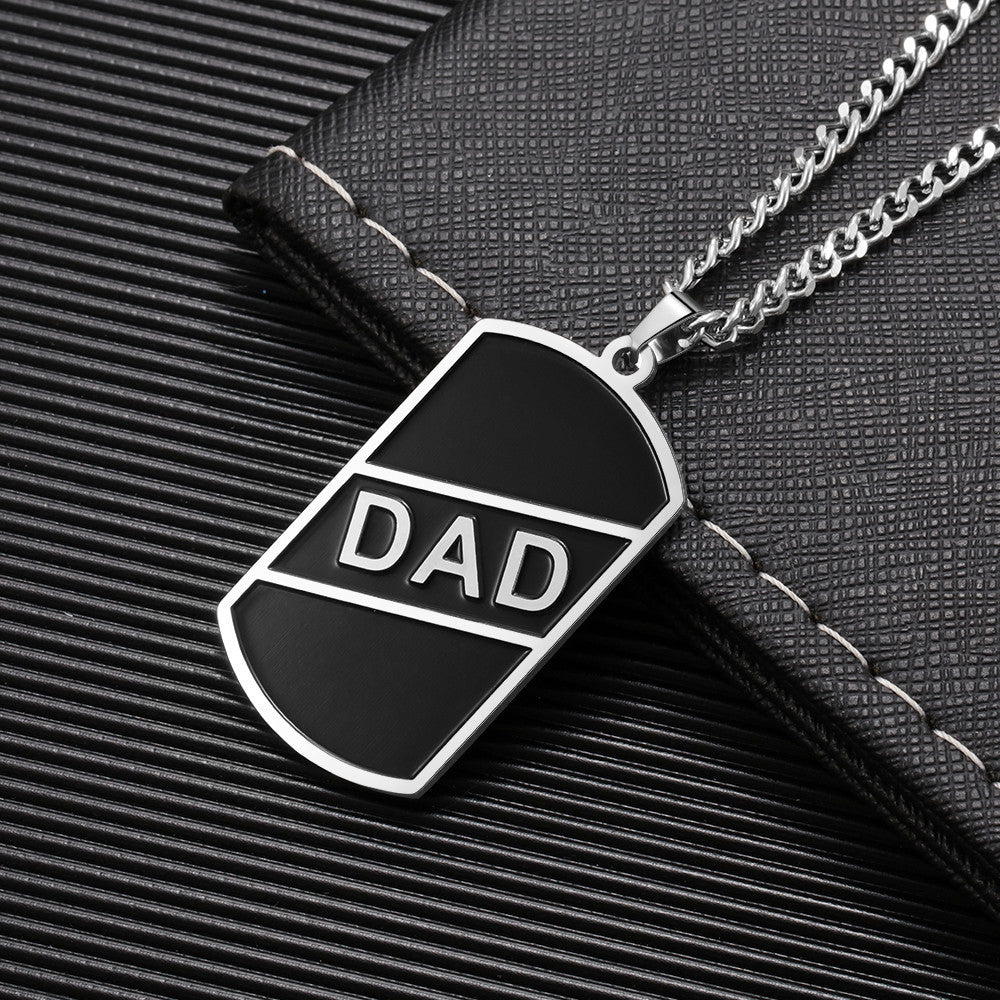 Men's DAD Dog Tag Photo Necklace