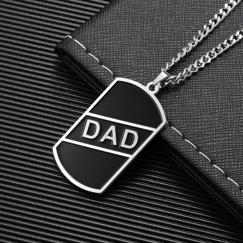 Men's DAD Dog Tag Photo Necklace