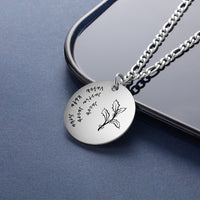 Round Photo Disc Necklace with Name and Birth Flower