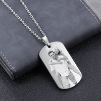 Engraved Photo Dog Tag Pendant Necklace