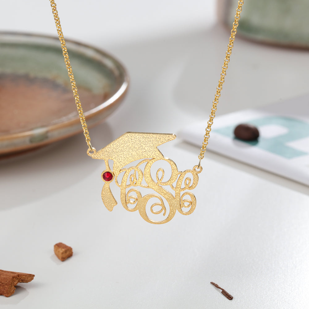 Personalized Graduation Cap Monogram Necklace