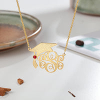 Personalized Graduation Cap Monogram Necklace
