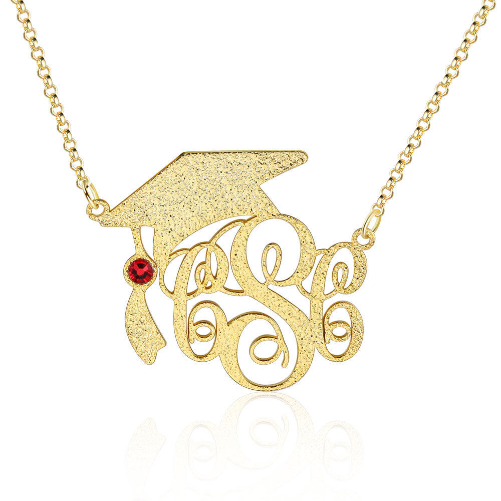 Personalized Graduation Cap Monogram Necklace