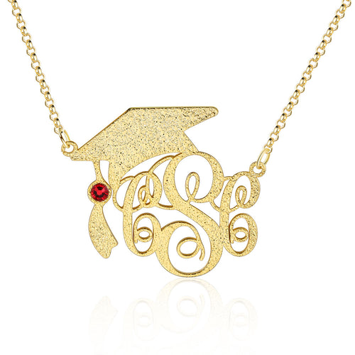 Personalized Graduation Cap Monogram Necklace