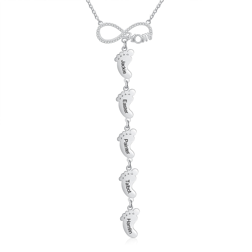 Infinity Baby Feet Name Drop Necklace
