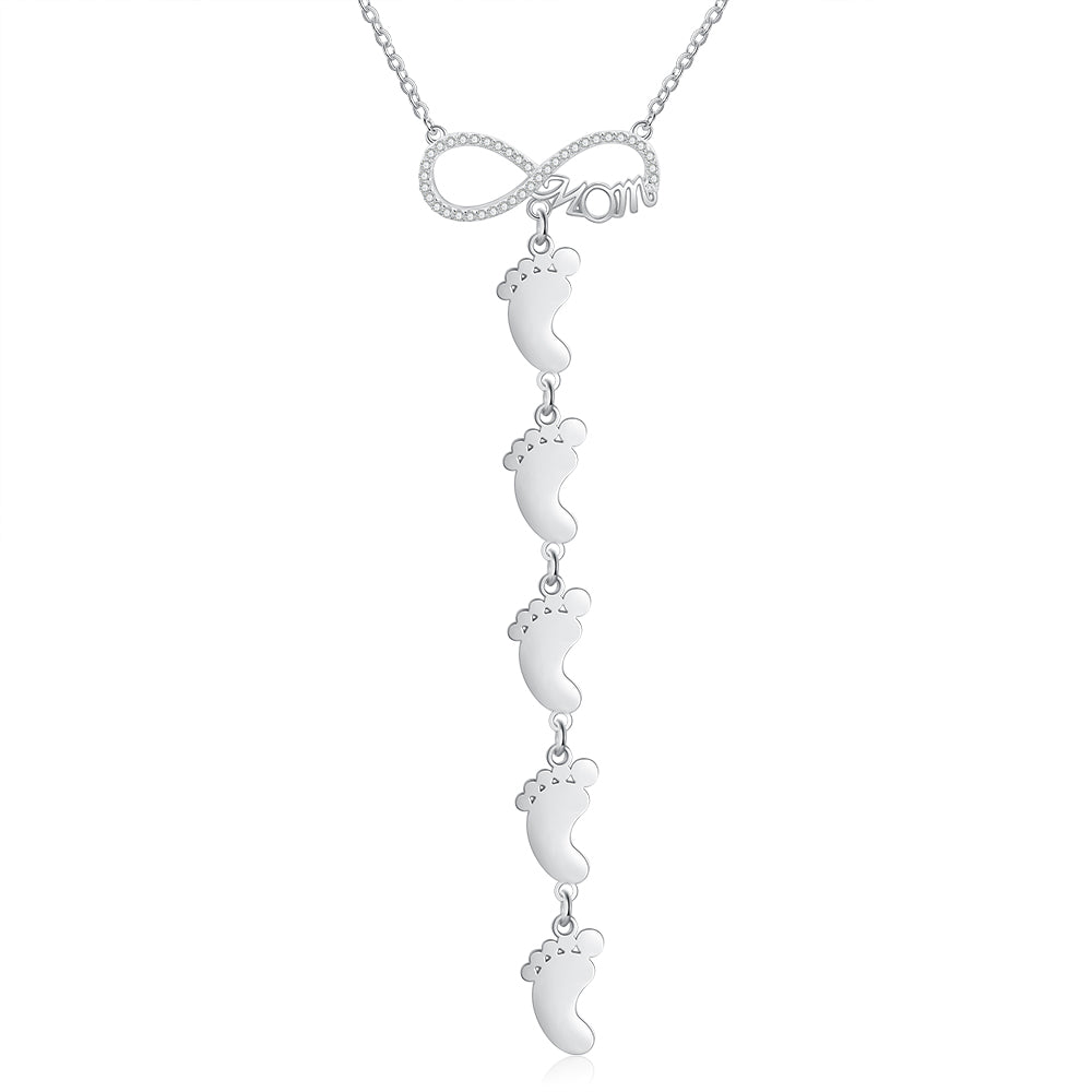 Infinity Baby Feet Name Drop Necklace