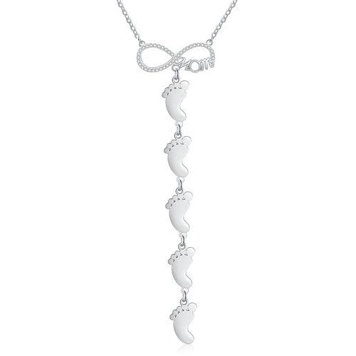 Infinity Baby Feet Name Drop Necklace