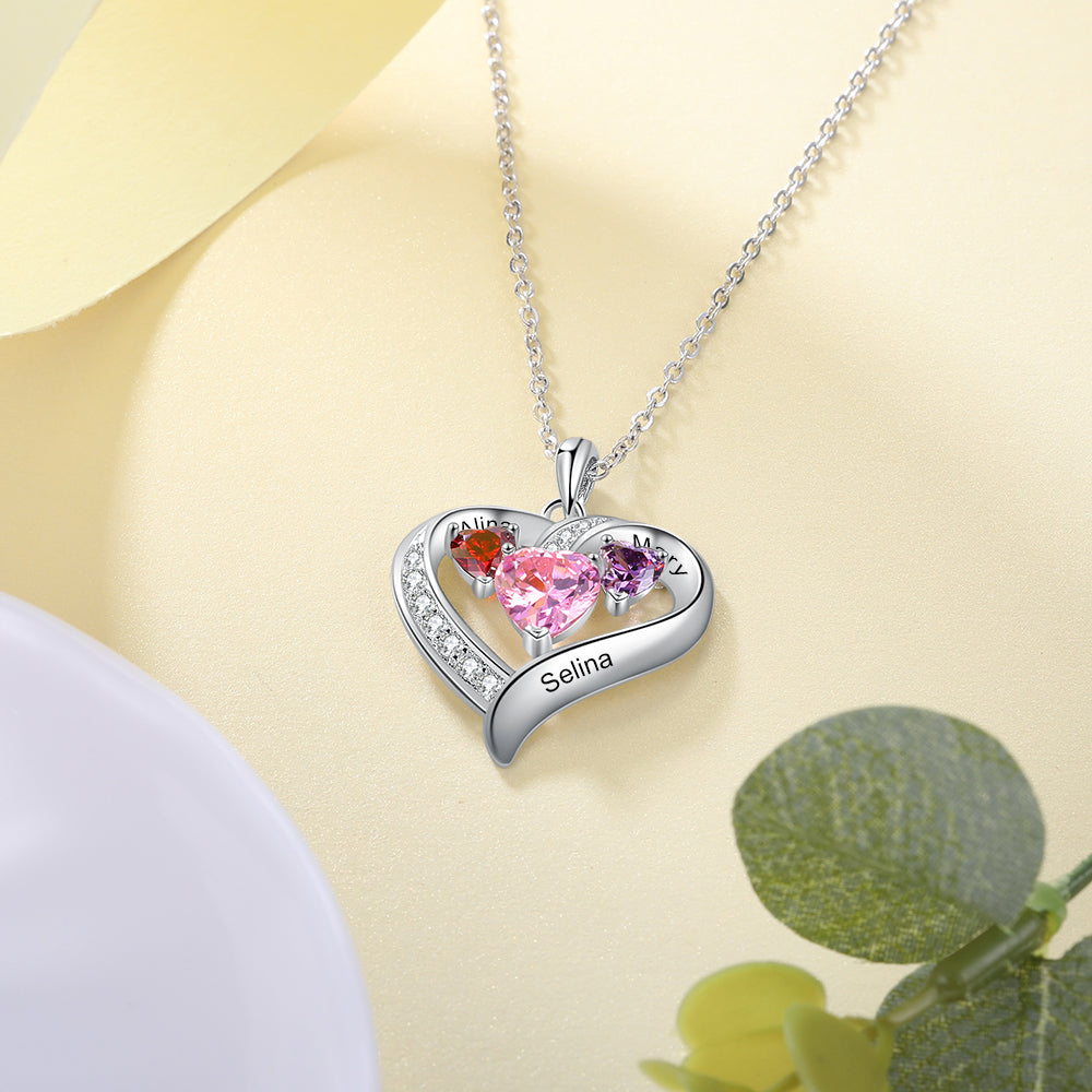Custom Heart-shaped Birthstone Necklace
