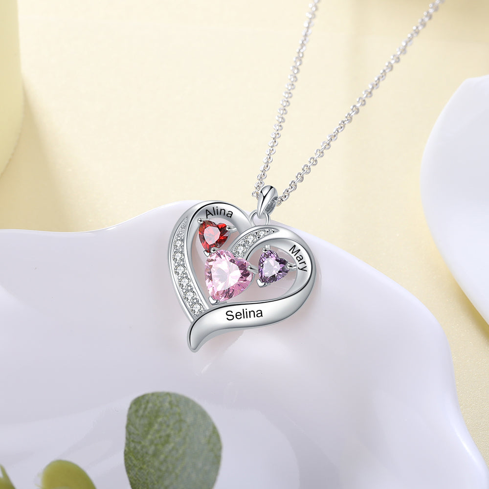 Custom Heart-shaped Birthstone Necklace