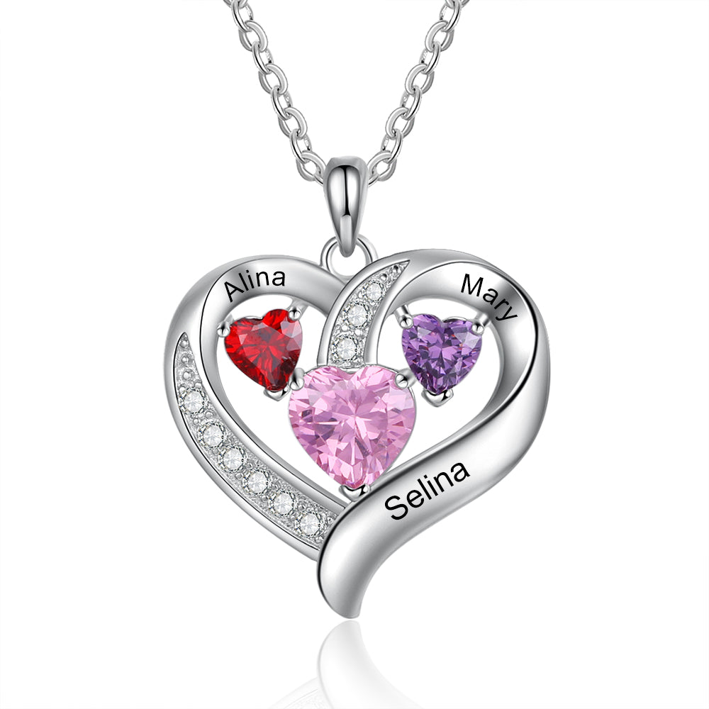 Custom Heart-shaped Birthstone Necklace