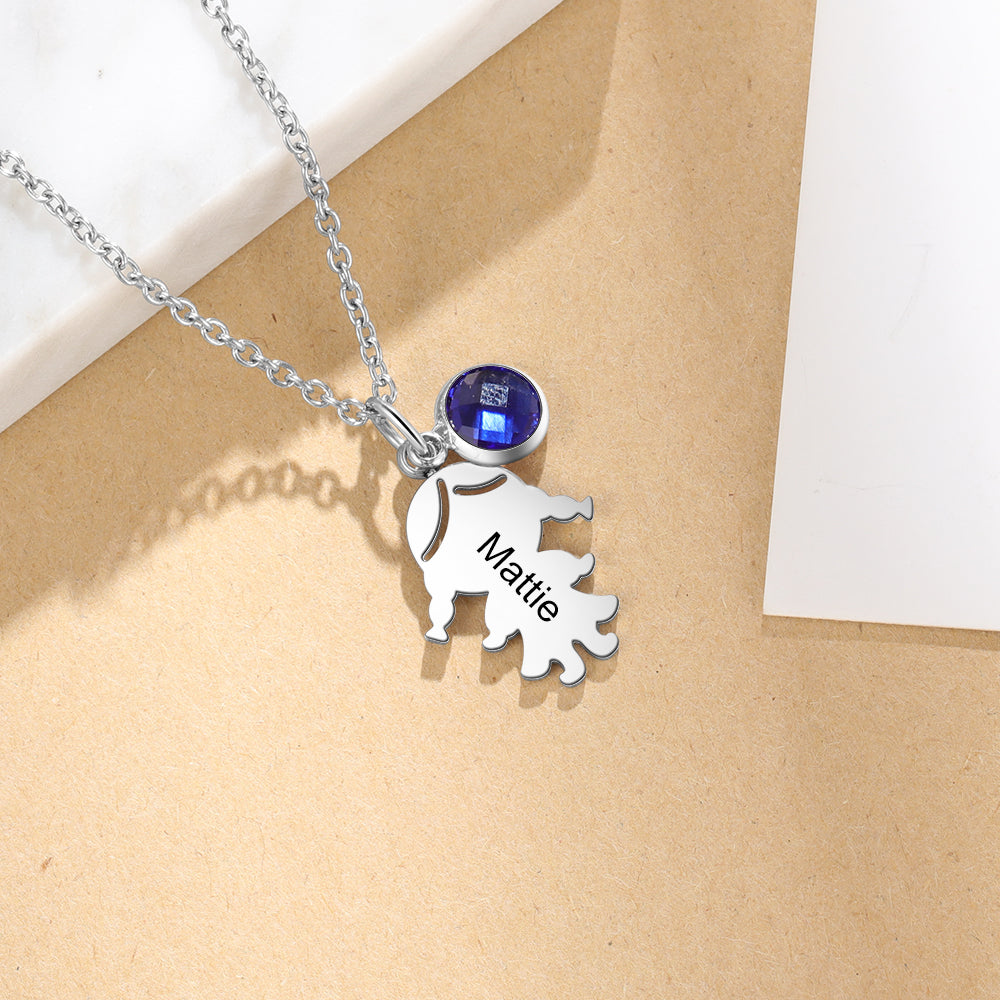Birthstone Kids Charm Name Necklace
