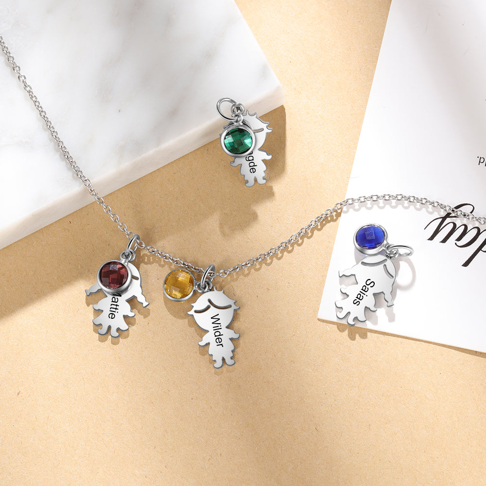 Birthstone Kids Charm Name Necklace