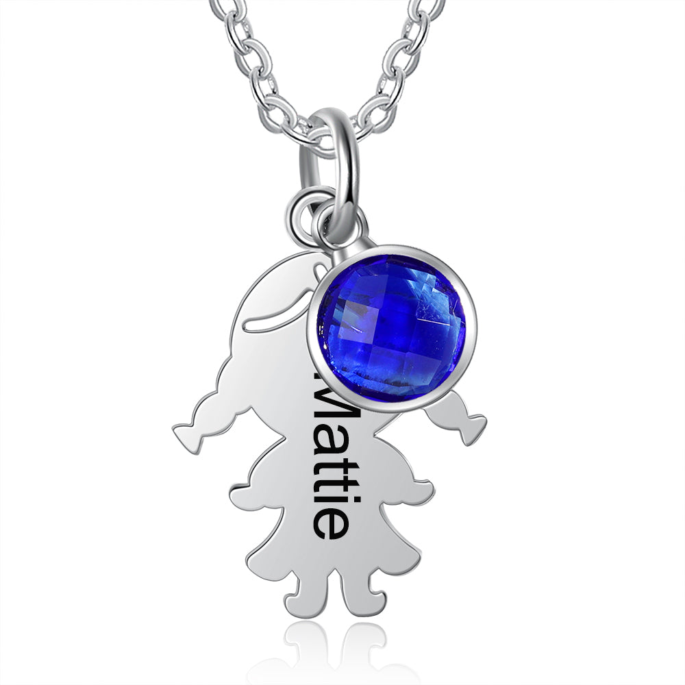 Birthstone Kids Charm Name Necklace