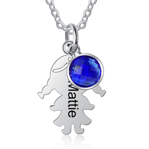 Birthstone Kids Charm Name Necklace
