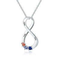Infinity Birthstone Family Name Necklace