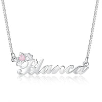 Birthstone & Engraved Name Necklace