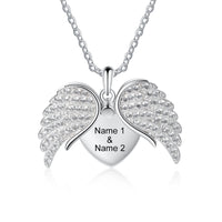 Personalized Angel Wing Heart Name Necklace