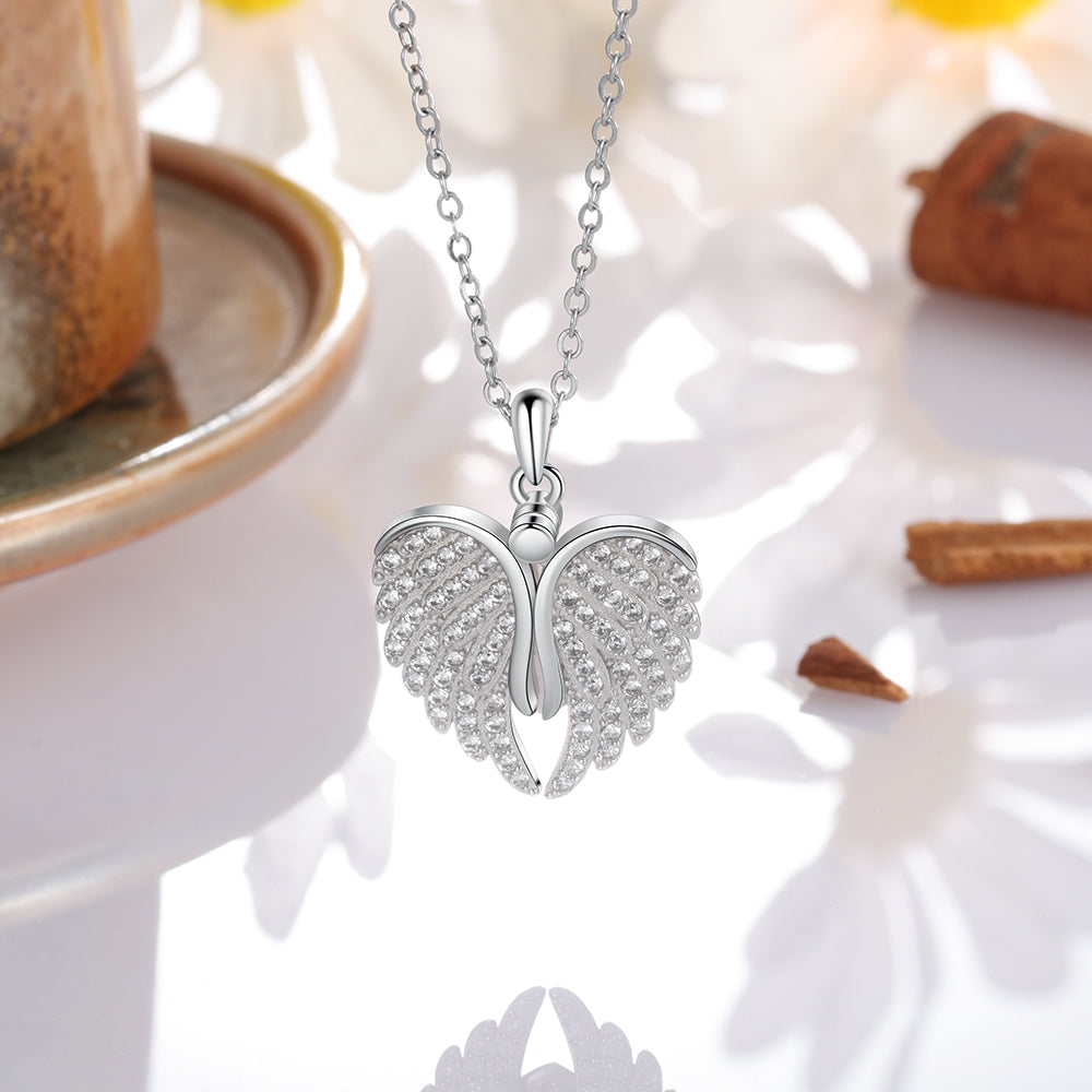 Personalized Angel Wing Heart Name Necklace