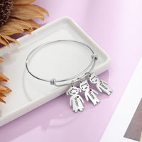 Boy and Girl Charm Birthstone Bangle Bracelet