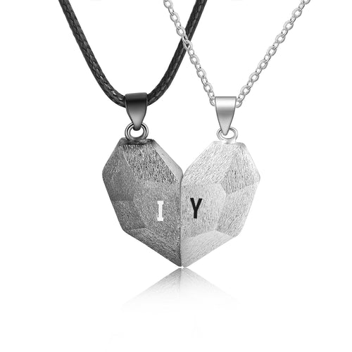 Magnetic Heart Couple Necklaces with Initials