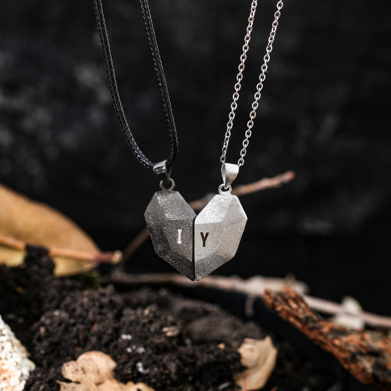 Magnetic Heart Couple Necklaces with Initials
