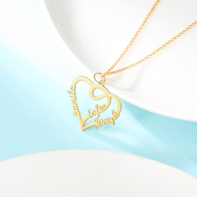 Personalized Gold Plated Heart Name Necklace