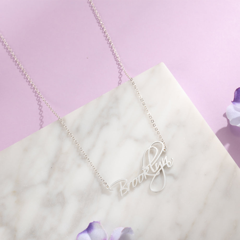 Personalized Script Name Necklace with Flourish