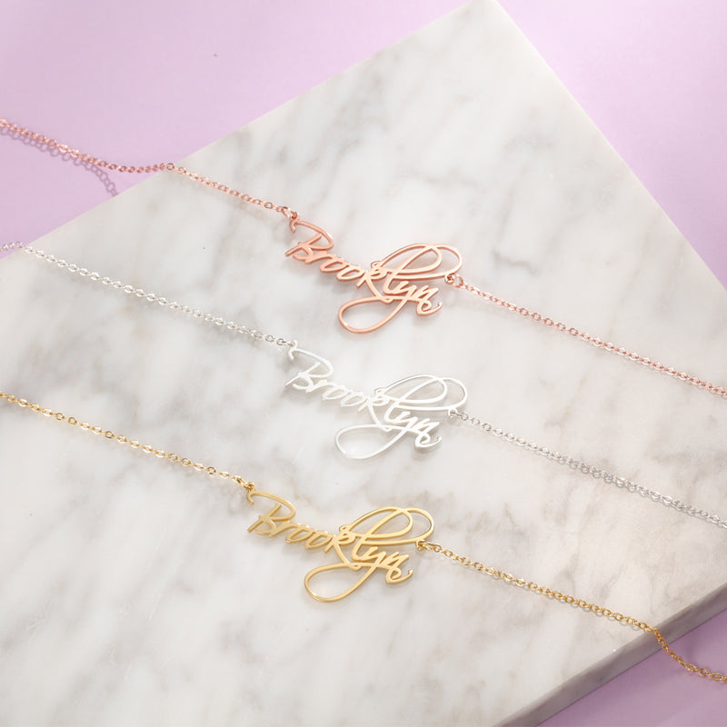 Personalized Script Name Necklace with Flourish