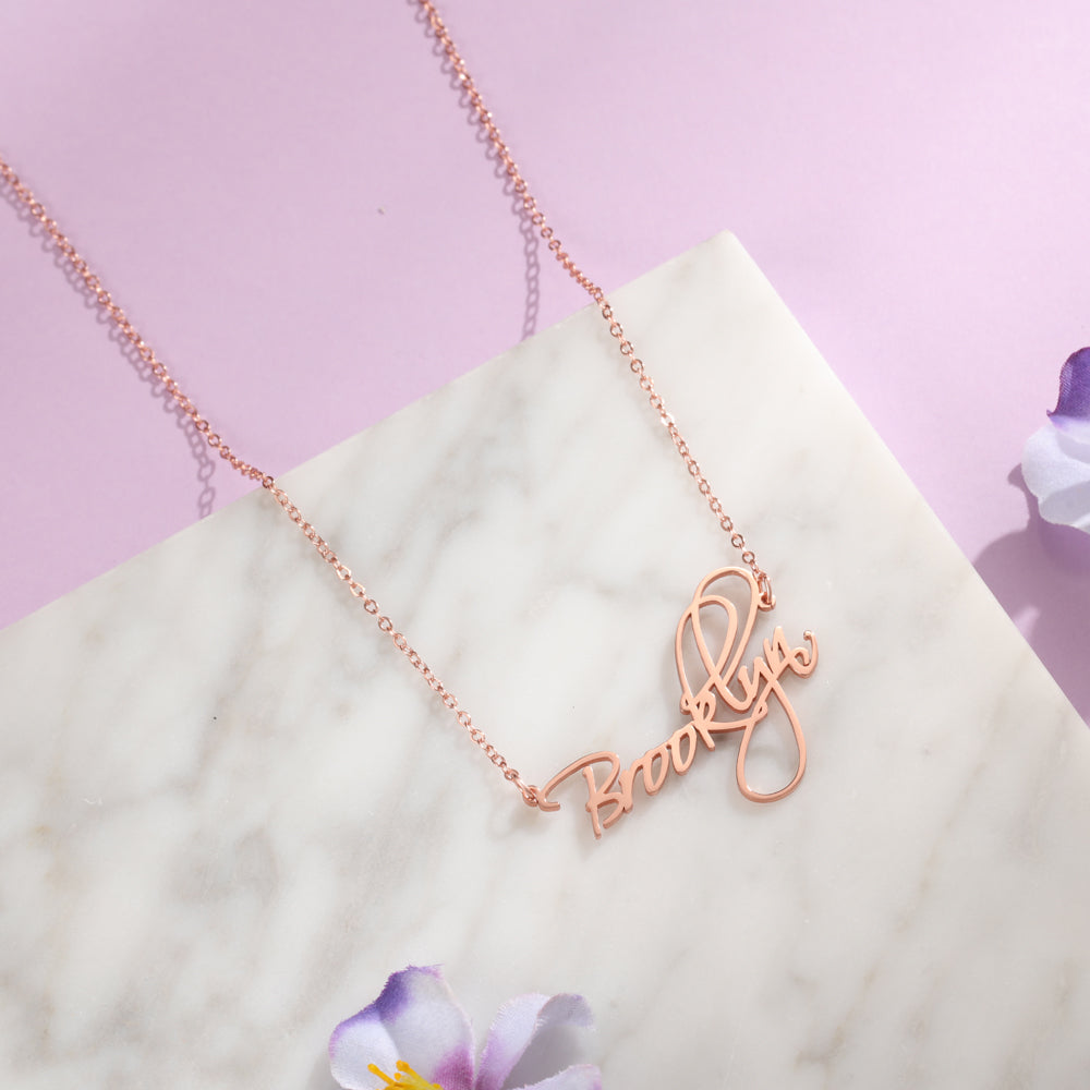 Personalized Script Name Necklace with Flourish