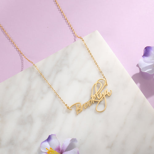 Personalized Script Name Necklace with Flourish