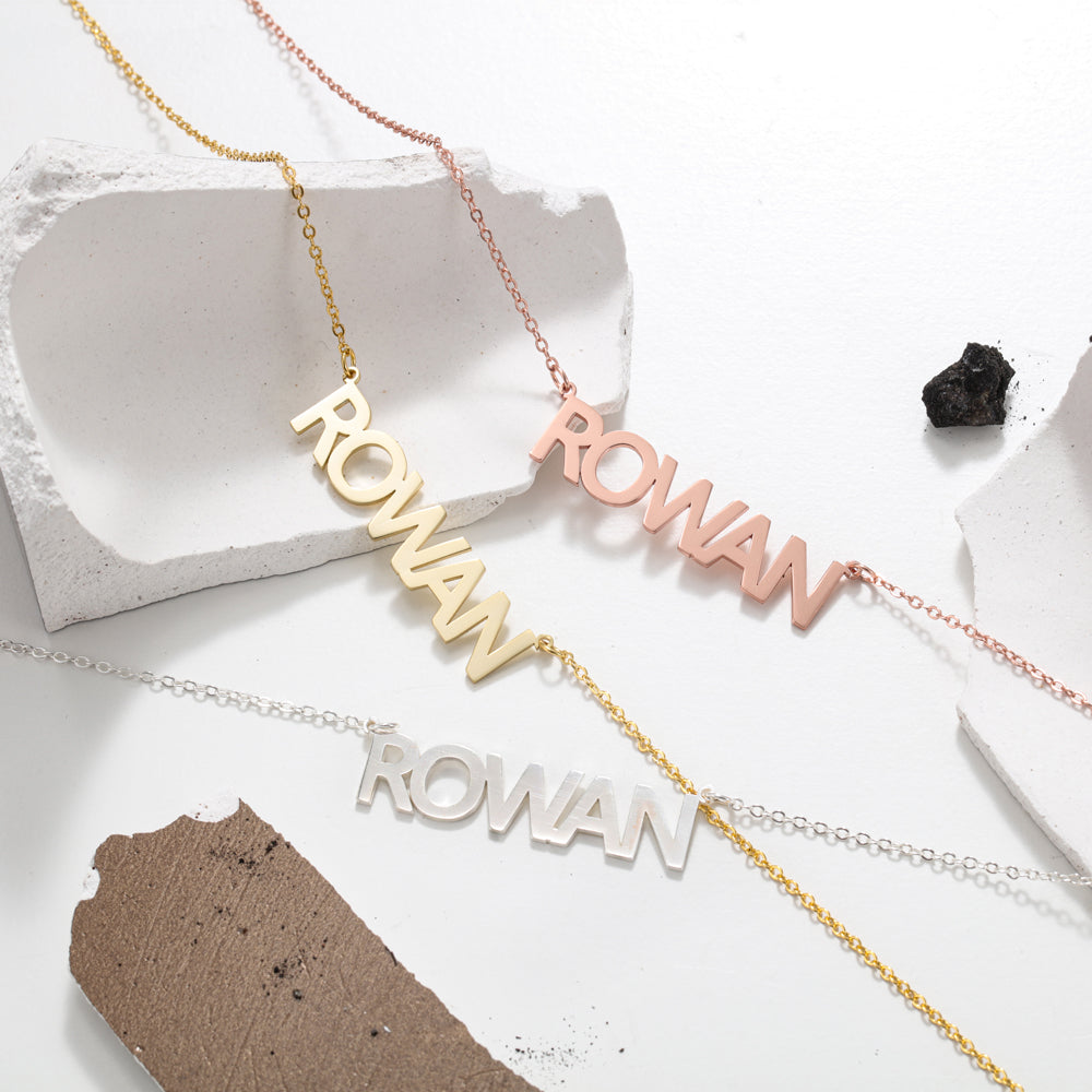 Personalized Block Letter Name Necklace