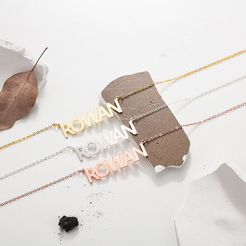 Personalized Block Letter Name Necklace