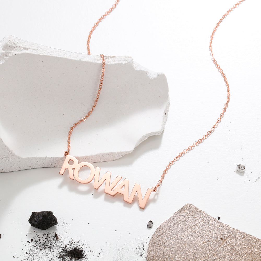 Personalized Block Letter Name Necklace