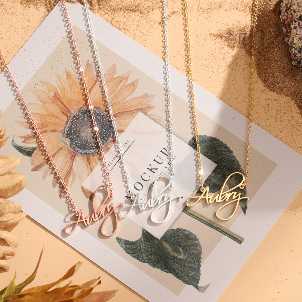 Personalized Thin Chain Script Name Necklace